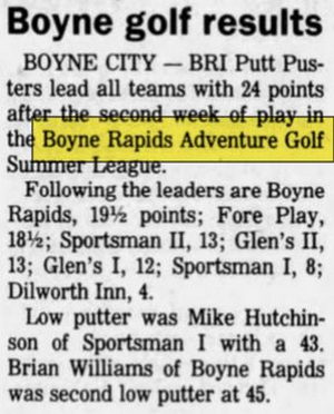 Boyne Rapids Adventure Golf - June 29 1989 Article